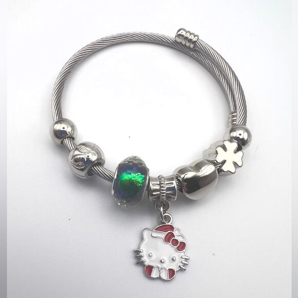 Stainless steel Christmas  kitty charm - Picture 2 of 3